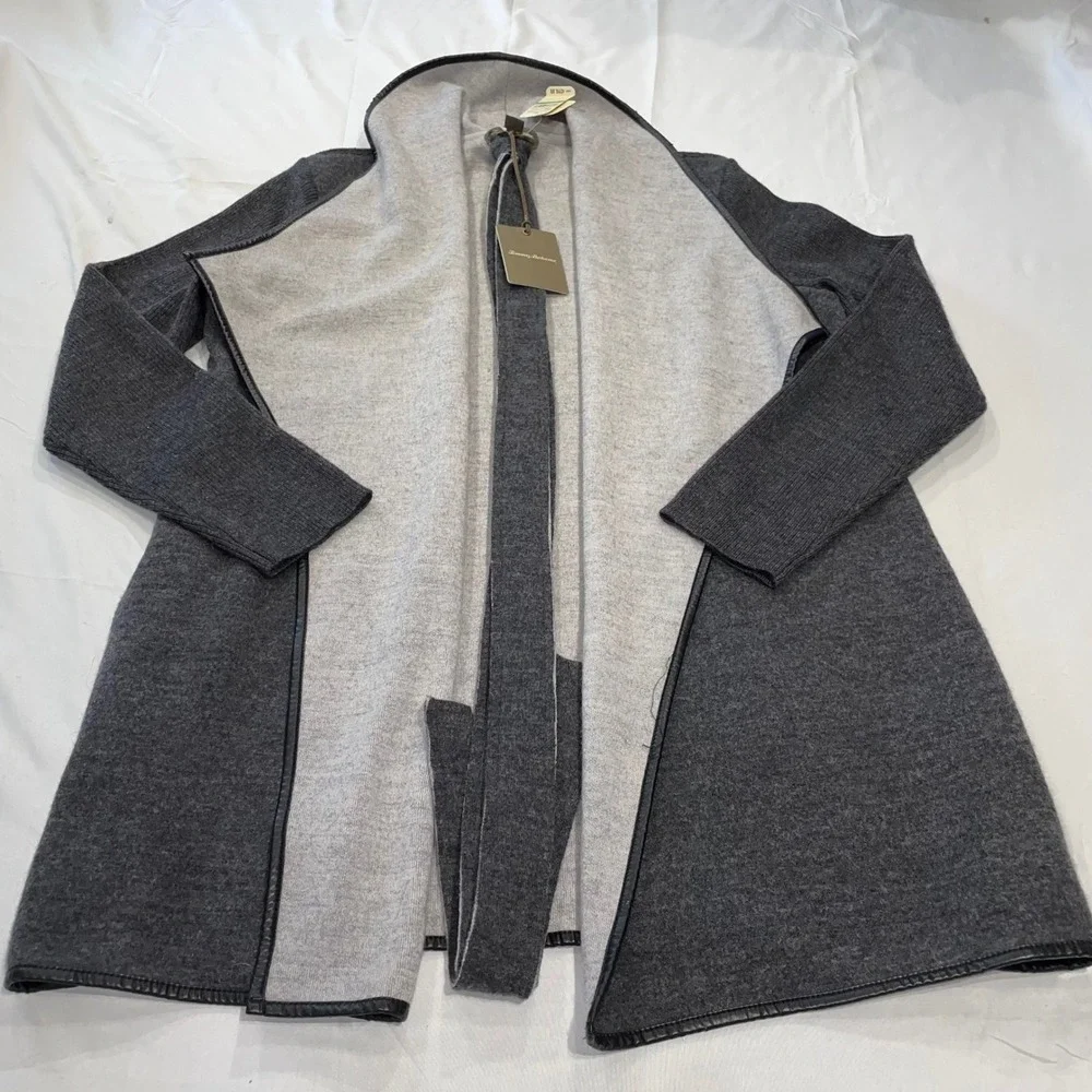 Tommy Bahama Woodlyn Sweater Cardigan Wool Blend Grey Noir‎ TW48633 L